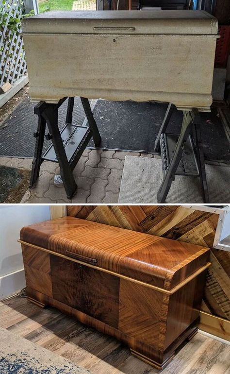 Repurpose Hope Chest, Repurpose Cedar Chest, Restore Cedar Chest, Refurbished Hope Chest Ideas, Repurpose Cedar Chest Ideas, Antique Hope Chest, Upcycled Cedar Chest, Cedar Hope Chest Makeover, Refurbished Hope Chest