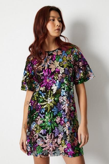 Tent Dress Outfit, Sequin Shift Dress, Floral Evening Dresses, Puff Sleeve Mini Dress, Sequin Dresses, Tent Dress, Black Sequin Dress, Summer Outfit Inspiration, Dresses Floral