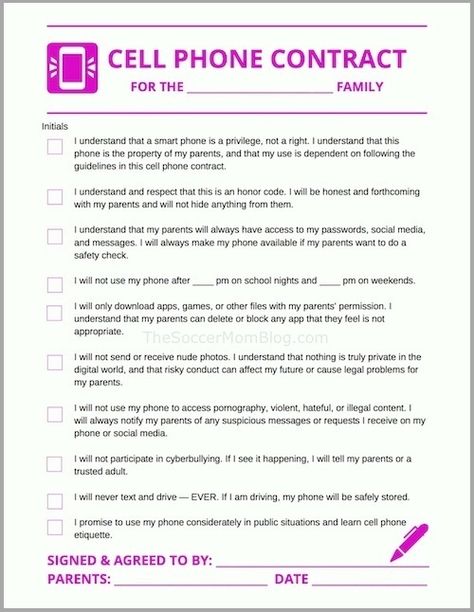 First Phone Contract, Teen Phone Contract Free Printable, Cellphone Contract For Kids, Cell Phone Contract For Kids, Phone Contract For Kids, Kids Cell Phone Contract, Teen Cell Phone Contract, Kid Contracts, Phone Contract