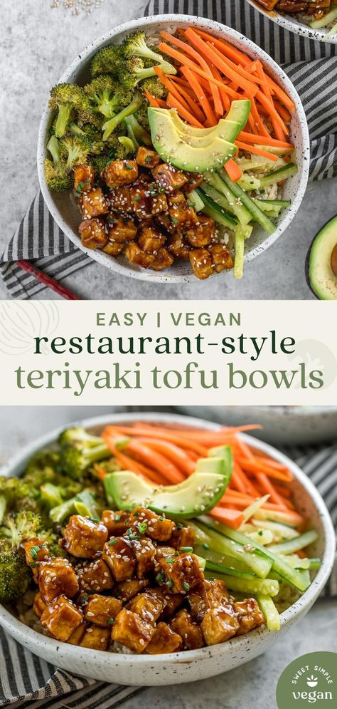 Tofu Lunch Bowl, Asian Bowl Recipe Vegetarian, Teriyaki Bowl Vegetarian, Healthy Tofu Lunch, Lunch Tofu Recipes, Tofu Bowls Vegan, Easy Vegan Tofu Dinner, Tofu Lunch Recipes Healthy, Tofu Recipes Lunch