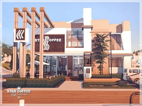 Sims 4 Restaurant, Lotes The Sims 4, Cafe Exterior, San Myshuno, The Sims 4 Lots, Sims 4 Family, Muebles Sims 4 Cc, Sims 4 House Building, Free Sims