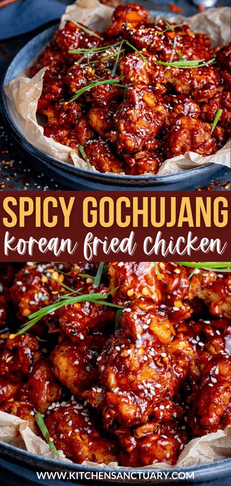 Alldelishes Recipes, Koreansk Mad, Korean Fried Chicken Recipe, Koreansk Mat, Chicken Smothered, Gochujang Sauce, Asian Recipe, Buttermilk Fried Chicken, Korean Fried Chicken