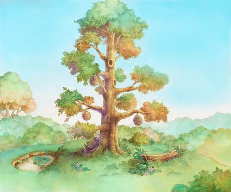 Hundred Acre Wood - Disney Wiki Winnie The Pooh Tree, Pooh Tree, The 100 Acre Wood, Tree House Drawing, Changing Life, 100 Acre Wood, Hundred Acre Woods, Disney Wiki, Wood Images