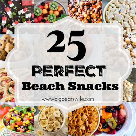 When you're ready to pack and head to the shore, make sure to pack a few of these beach snacks to keep the family happy while they're playing in the sand! Beach Vacation Meals, Beach Picnic Foods, Beach Day Food, Vacation Snacks, Beach Snack, Boat Snacks, Beach Snacks, Beach Dinner, Vacation Meals