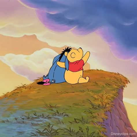 Winnie the Pooh and Eeyore enjoying the sunset together Winnie The Pooh And Eeyore, Painting Ideas 2023, Pooh And Eeyore, Winnie The Pooh Characters, Sunset Together, Pooh Characters, Pooh Corner, Winnie The Poo, Winne The Pooh