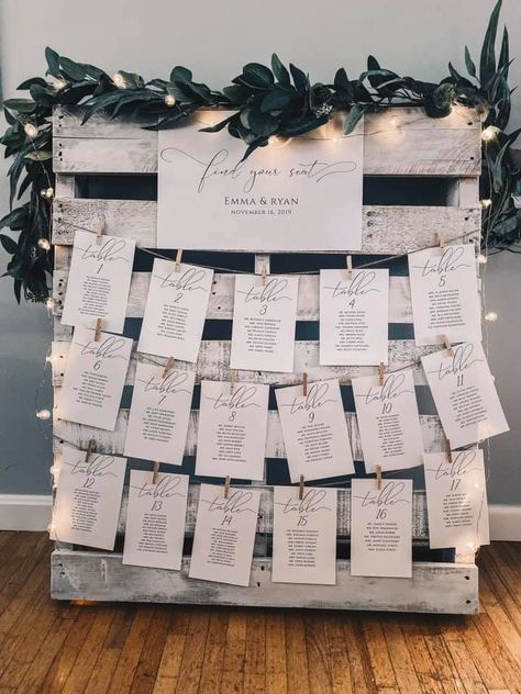 Wedding Reception Table Seating Chart, Find Your Seat Ideas Wedding, Rustic Table Assignments Wedding, Rustic Fall Wedding Seating Chart, Budget Seating Chart Wedding, Rustic Find Your Seat Ideas, Wedding Seat Assignment Board, Seating Chart Wedding Clothespin, Rustic Table Chart Wedding