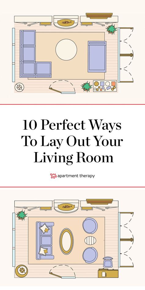 Apartment Living Room Layout, Living Pequeños, Rectangle Living Room, Living Room Design Layout, Small Apartment Therapy, Cozy Cottage Kitchen, Rectangular Living Rooms, Small Living Room Furniture, Small Living Room Layout