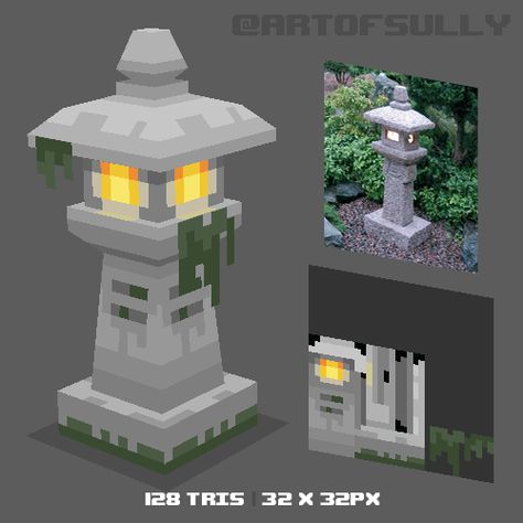 ArtStation - 3D Pixel-Art Japanese Stone Lantern, Brendan Sullivan 3d Pixel Art Minecraft, Lantern Pixel Art, Stone Pixel Art, Pixel Tutorial, 3d Pixel Art, Blender Character Modeling, Minecraft Japanese, Japanese Stone Lanterns, Low Poly Character