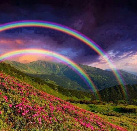 Beautiful Scenery With Double Rainbows Amazing Nature, Ayurveda, Beautiful Rainbow, Beautiful Sky, Natural Wonders, Nature Beauty, Belle Photo, Pretty Pictures, Beautiful World