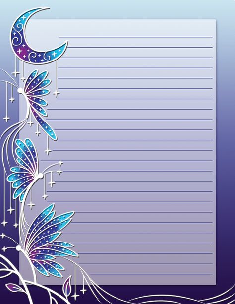 Free printable night time butterfly stationery in JPG and PDF formats. The stationery is available in lined and unlined versions. Download it at https://museprintables.com/download/stationery/night-time-butterfly/ Pages With Borders Free Printable, Stationary Printable Free, Animal Stationery, Wall Paper Ideas, Kertas Binder, Free Printable Stationery Paper, Stationary Printable, Printable Lined Paper, Writing Paper Printable Stationery