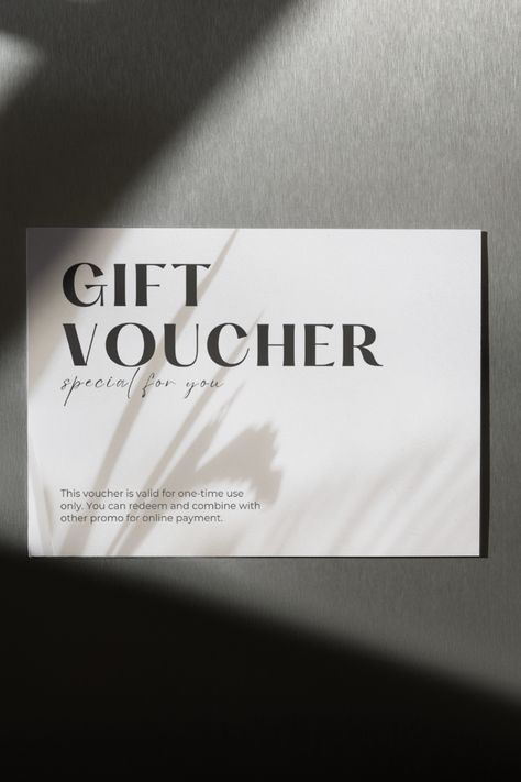 Minimal Voucher Design, Spa Voucher Design, Christmas Voucher Design, Gift Card Design Voucher, Gift Coupon Design, Digital Gift Card Design, Aesthetic Gift Card, Gift Card Design Template, Gift Cards Aesthetic