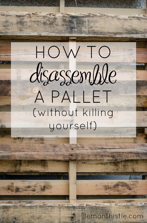 Ah! I've always wondered the best way to disassemble a pallet without a saw- great tips in here to make it easy to get free project wood Wood Pallet Furniture, Painting Pallet Wood, Pallet Ideas For Outside, Desk Diy, Hout Diy, Pallet Boards, Reclaimed Pallets, Pallet Creations, Pallet Decor