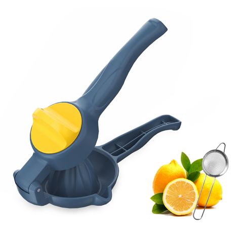 PRICES MAY VARY. 【Efficient Extraction Paired a Leaking Spoon】After pressing up and down to extract the first layer of juice, rotate the knob to crush the pulp, lemon squeezer won’t waste even a single drop of juice! The citrus juicer paired with a leaky spoon to prevent the pulp and seeds from ruining your favorite cocktail or lemonade. Lemon Squeezer, Manual Citrus Juicer, Lemon Juicer with Rotating Hinge Blade Hand Juicer Squeezer with a leaking spoon for Extracting the Most Juice Possible, Y Hand Juicer, Lemon Juicer, Lemon Squeezer, Citrus Juicer, Limes, Juicer, Hinges, Juice, Dark Blue