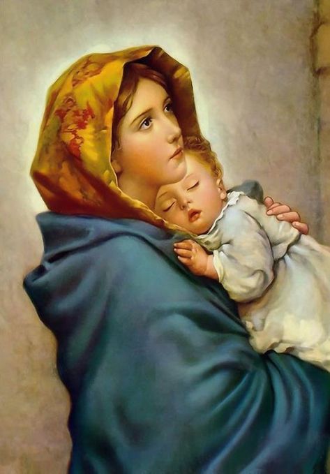 مري�م العذراء, Mary And Baby Jesus, Virgin Mary Art, Mother Mary Images, Images Of Mary, Jesus And Mary Pictures, Religious Pictures, Religious Paintings, Saint Esprit