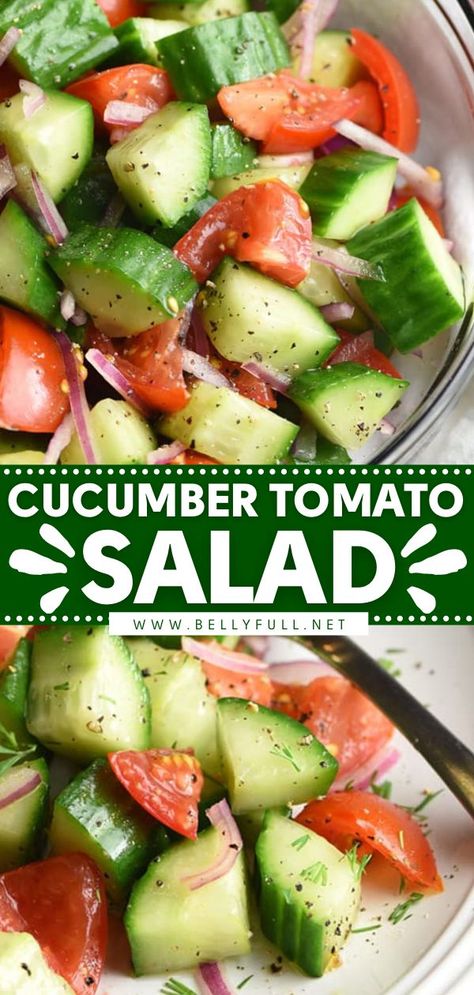 Recipes 4th Of July, Cucumber Salads, 4th Of July Food, Tomato Salad Recipe, Bbq Side Dishes, Cucumber Tomato Salad, Bbq Sides, Side Dishes For Bbq, Fourth Of July Food