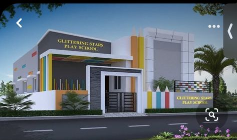 School Facade Design Ideas, Preschool Building Design, Elementary School Exterior, Kindergarten Design Concept, Kindergarten Facade, Modern Daycare Design, School Building Plans, Church Design Architecture, Kindergarten Interior