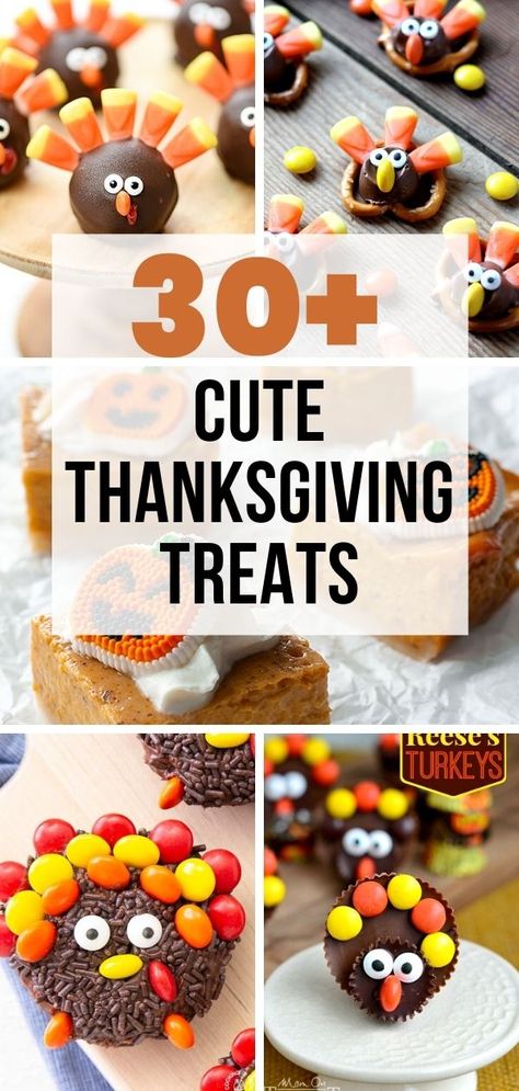 It's time to make some Cute Thanksgiving Treats! These easy Thanksgiving dessert recipes are sure to please the kid in all of us! No-bake, treat bags, and make-ahead ideas. They're fun to make and fun to eat. Great for classroom parties or co-workers. Thanksgiving Treats Easy To Make, Rice Krispie Thanksgiving Ideas, Thanksgiving Treats For Classroom, Thanksgiving Teepee Treats, Fun And Easy Thanksgiving Desserts, Thanksgiving Recipes Treats, Thanksgiving Candy Turkeys, Thanksgiving Treats For Work, Thanksgiving Candies Treats