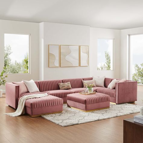 Pink Couches Living Room, Pink Couch Apartment, Pink Sofa Living Room Decor, Mauve Couch, Tv Lounge Sofa, Pink Couch Living Room Ideas, Pink Sectional Sofa, Sofa For Small Living Room, Pink Couch Living Room