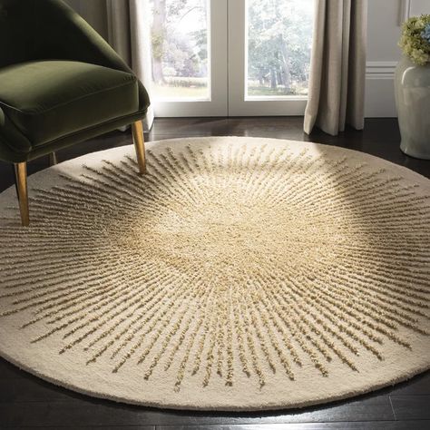 Ivy Bronx Bayswater Hand-Tufted Wool Beige/Gold Area Rug & Reviews | Wayfair Gold Rugs, Circle Area Rugs, Modern Round Rugs, Gold Area Rug, Circular Rugs, Gold Rug, Circle Rug, Beige Area Rug, Round Area Rugs