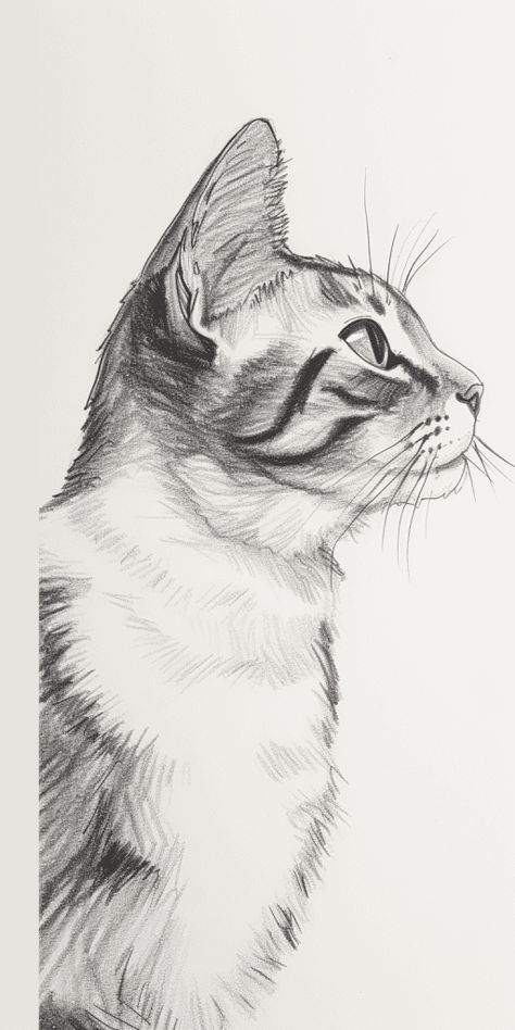 25 Realistic Cat Drawing Ideas and Tutorials for All Skill Levels - Brighter Craft What To Draw Realistic, Pencil Sketching Ideas Creative, Easy Drwng Ideas, Drawing Cat Ideas, Cat Drawings Realistic, Good Pencils For Drawing, Cat Back Drawing, Simple Drawing Ideas Animals, Realistic Cat Sketch