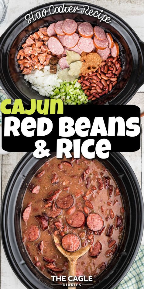 Cajun Red Beans And Rice Recipe, Cajun Red Beans And Rice, Red Beans And Rice Recipe Crockpot, Cajun Red Beans, Red Beans And Rice Recipe Easy, Slow Cooker Cajun, Types Of Bellies, Red Beans And Rice Recipe, Beans And Rice Recipe