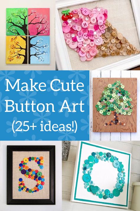 Buttons can be used for much more than clothing! Use them to make button art for your home – here are 25+ ideas. These are so easy! Upcycling, Art Using Buttons, Button Art Ideas Craft Projects, Button Art Ideas Creative, Crafts With Buttons Project Ideas, Button Crafts For Adults Project Ideas, Button Art For Kids, Button Crafts Ideas, Buttons Crafts Ideas