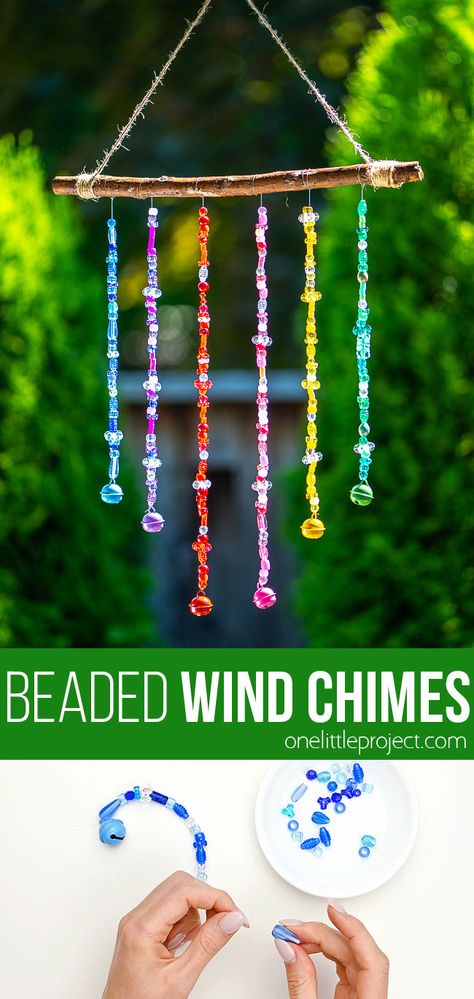 Beaded Diy, Summer Arts And Crafts, Summer Camp Activities, Summer Camp Crafts, Summer Fun For Kids, Summer Craft, Fun Summer Activities, Diy Wind Chimes, Summer Crafts For Kids