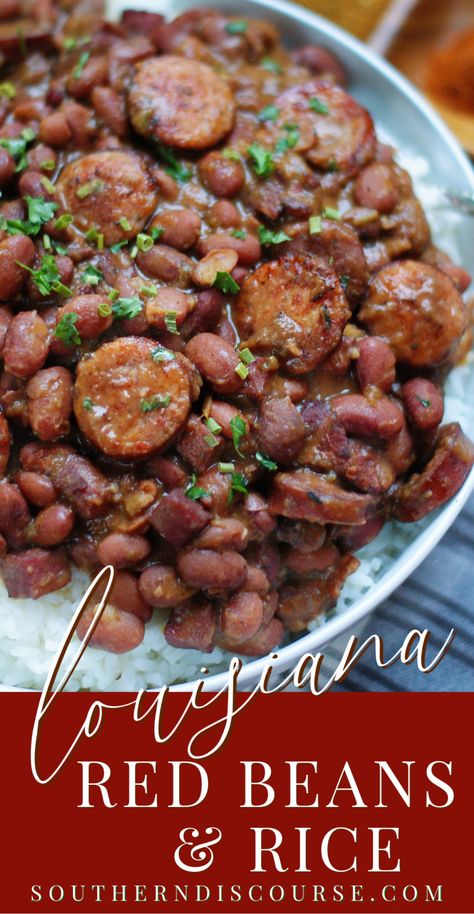 Louisiana Red Beans & Rice - southern discourse Red Beans And Rice New Orleans Style, Randall Beans Recipes, Louisiana Style Red Beans And Rice, Cajun Beans And Rice, Homemade Red Beans And Rice, Crockpot Red Beans And Rice With Sausage, Red Beans And Rice Recipe Instant Pot, Red Beans And Rice Recipe Stovetop, Red Beans And Rice Crockpot