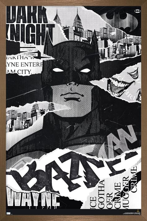 PRICES MAY VARY. THIS TRENDS WARNER 100TH ANNIVERSARY: ART OF 100TH - BATMAN WALL POSTER uses high-resolution artwork and is printed on PhotoArt Gloss Poster Paper which enhances colors with a high-quality look and feel POSTER FRAME is a clean and modern design offered in a variety of colors to showcase the art and compliment any room decor LIGHTWEIGHT & EASY TO HANG construction allows for a quick installation of this framed poster using the attached sawtooth hanger so you can enjoy your wall a Dc Comics Poster, Batman Wall, Poster Collage, Seni Pop, Batman Poster, Anniversary Art, Comic Poster, Gold Poster, Poster Store