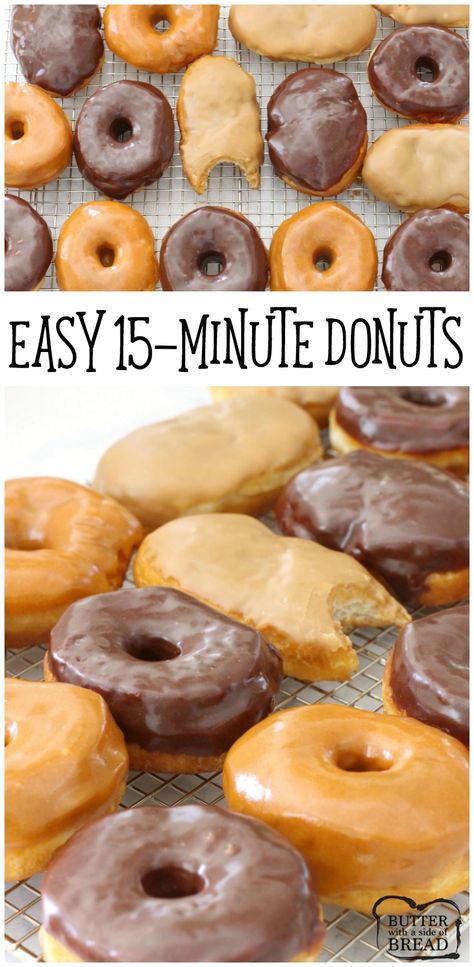 EASY 15-MINUTE DONUTS, 3 RECIPES Doughnut Recipe Easy, Maple Bars, Easy Donut Recipe, Vegitarian Recipes, Easy Donuts, Homemade Donuts Recipe, Bars Chocolate, Diy Easy Recipes, Nutribullet Recipes