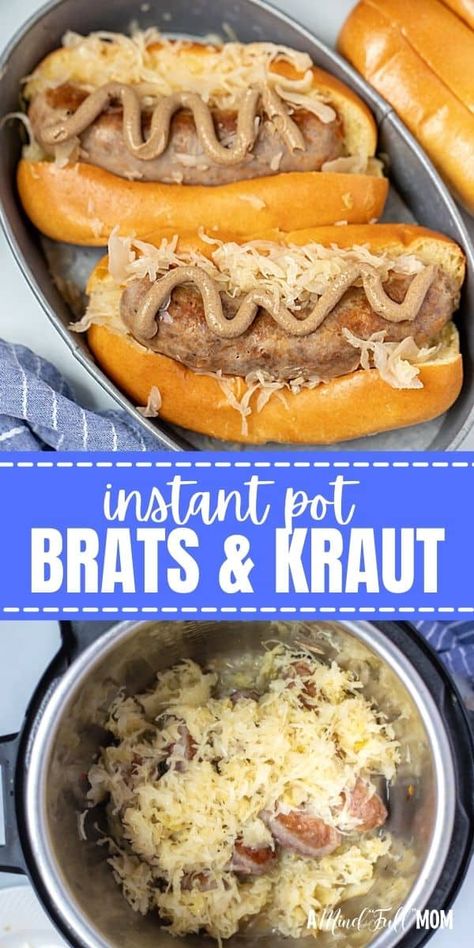 Sauerkraut Instant Pot, Instant Pot Brats, Brats With Sauerkraut, Beer Onions, Brats And Sauerkraut, How To Cook Bratwurst, Instapot Recipe, Weekday Recipes, Brats Recipes