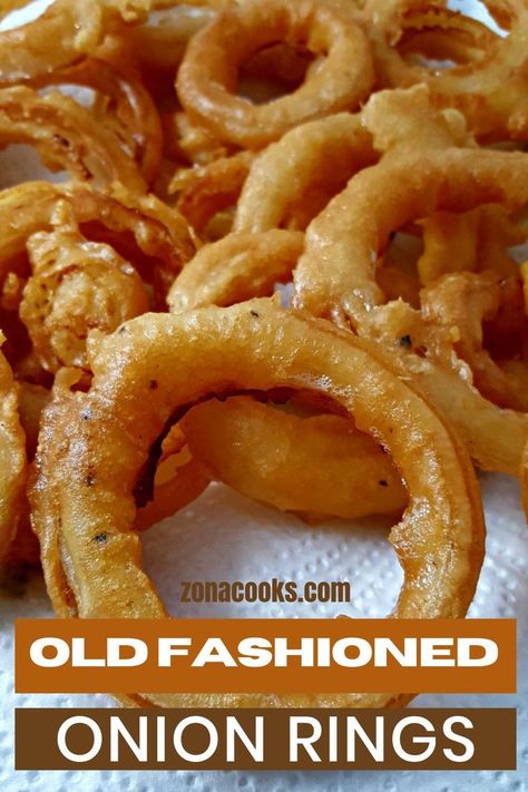 Old Fashioned Onion Rings on paper towel. Batter For Onion Rings Recipes, Homemade Onion Rings Fried, Whataburger Onion Rings Recipe, Homemade Air Fryer Onion Rings, Deep Fried Onion Rings Recipe, Homemade Onion Rings Easy, Buttermilk Onion Rings Recipe, Onion Rings Recipe Easy Fried, Popeyes Onion Rings Recipe