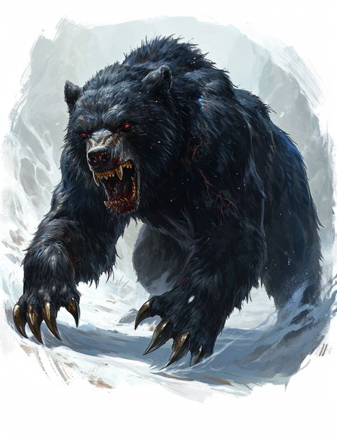 Dark Fantasy Animals, Fantasy Beasts Monsters, Dnd Monsters Art, Shadow Creature Art, Dnd Monster Art, Dnd Bear, Fantasy Beast Art, Bear Dnd, Dark Fantasy Monster