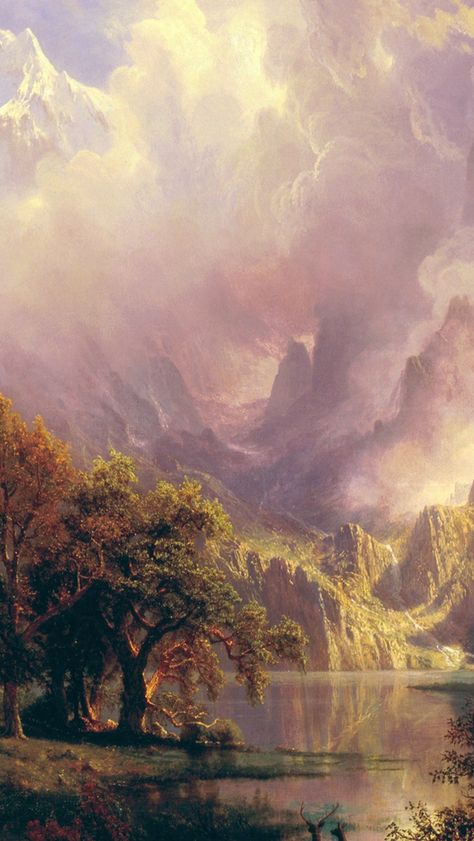 Albert Bierstadt Classic Painting Art #iPhone #5s #wallpaper Oil Painting Phone Background, Old Oil Paintings Aesthetic, Old Phone Wallpaper, Painting Iphone Wallpaper, Old Oil Paintings, Albert Bierstadt Paintings, Lukisan Lanskap, Wallpaper Seni, Beautiful Landscape Paintings