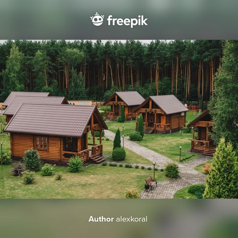 Wood House Village, Wooden Village Houses, Wood Village Houses, Wood House Design Small, Small House In Nature, Wooden House Design Cottages, Wooden House Architecture, Bathroom Tiny House, Tiny Houses Interior