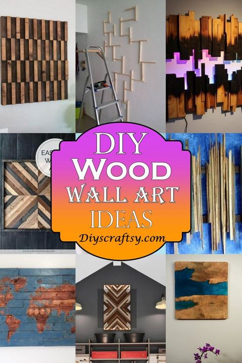 These 23 DIY wood wall art ideas can be customized easily to create the perfect room decor for your style and space. Wooden Pallet Wall Decor, Diy Wooden Wall Art Ideas, Scrap Wood Art Diy Projects Wall Decor, Diy Large Wood Wall Art, Simple Wood Wall Art, Easy Wood Wall Art, Diy Outdoor Wall Art Ideas, Scrap Wood Wall Art Diy, Large Wall Decor Diy