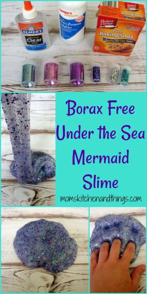 We had soooo much fun with the Red, White, & Blue Glitter Slime that we just had to make more!  This beautiful Mermaid inspired slime is borax & detergent free.  In just a few steps you can have your own Mermaid slime!   1/2 C hot water 1 tsp baking soda contact solution clear glue … Mermaid Slime, Clear Glue Slime, Slime No Glue, Crafty Morning, Blue Slime, Diy Slime Recipe, Slime Party, Mermaid Crafts, Diy Unicorn