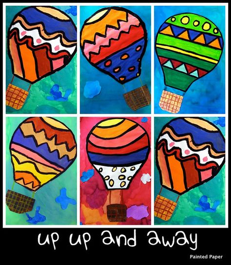 Beautiful colourful balloons by paintedpaper, via Flickr Square One Art, Line Art Projects, Square 1 Art, Grade 1 Art, First Grade Art, 2nd Grade Art, Creation Art, 3rd Grade Art, Ecole Art