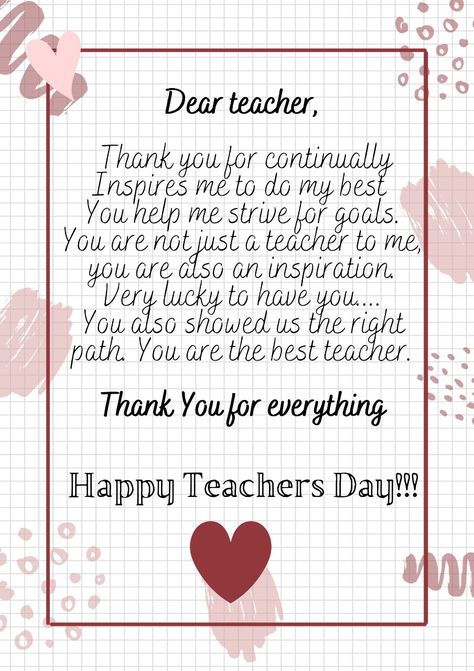 Happy Teacher's Day Wishes Card, Thank You Wishes For Teacher, Greetings Cards For Teachers, Teachers Day Letter From Students, Greetings Card For Teachers, English Teacher Thank You Cards, Greeting Card For Teachers Birthday, Happy Birthday Cards For Teachers, Idea Hadiah Hari Guru