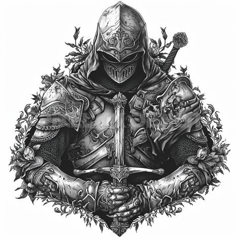 Knight Chest Tattoo, Lone Warrior Tattoo, Transparent Tattoo Png, Fantasy Army Art, For Honor Tattoo, Tattoo Prints Design, Blades Of Chaos Tattoo, Best Cover Up Tattoos For Men, Dark Knight Tattoo