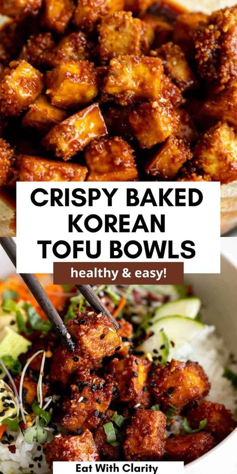 Crispy Gochujang Korean Tofu Korean Tofu, Koreansk Mad, Tofu Recipes Healthy, Plat Vegan, Healthy Salmon Recipes, High Protein Vegan, Cheap Healthy Meals, Cook Smarts, Tasty Vegetarian Recipes