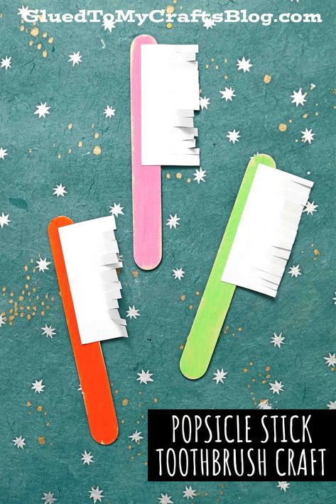 Tooth Brush Art Preschool, Popsicle Stick Crafts For Preschoolers, Toothbrush Art For Preschool, Teeth Craft Preschool, Teeth Theme Preschool, Toothbrush Template Free Printable, Preschool Toothbrush Craft, Toothbrush Craft Preschool, Toothbrush Template