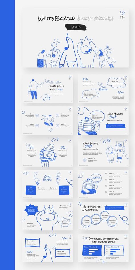 Illustration Assets PowerPoint Template Presentation Template Design, 보고서 디자인, Ppt Template Design, Presentation Slides Design, Presentation Design Layout, Slides Design, Data Design, Project Presentation, Powerpoint Design Templates