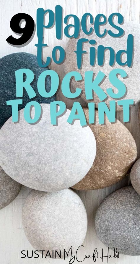 Rock painting is a fun and relaxing craft for all ages. If you're not sure where to find stones we have nine of the best places to find rocks to paint. From your own yard, parks, dollar stores, online stores and more, you'll be able to source rocks for any painting project. Easy Rock Painting Ideas For Beginners, Decoupage Rocks, Things To Paint On Rocks, Rocks To Paint, Rock Painting Pictures, Diy Stone Art, Memory Stones, River Rock Crafts, Rocks For Painting