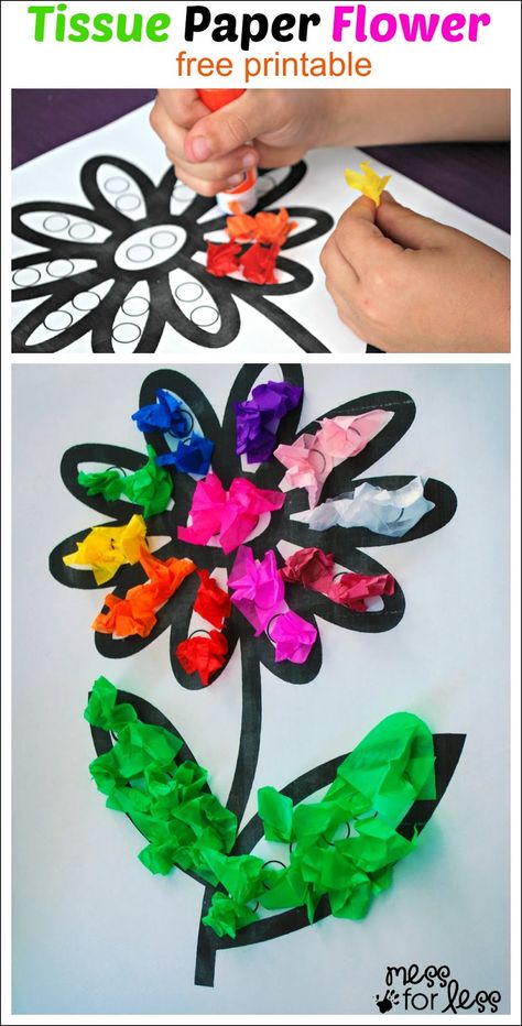 Tissue Paper Crafts, Special Ed Crafts, Aktiviti Tadika, Letter Learning, Spring Flower Crafts, Tissue Paper Flower, Paper Flower Art, Spring Kids, Spring Preschool