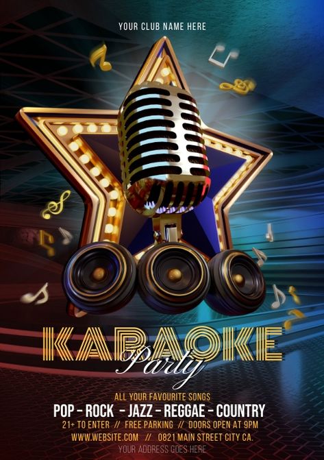 Karaoke Party, Music Flyer, Free Video Background, Promotional Flyers, Photo Logo Design, Weekend Party, Construction Party, Presentation Video, Party Poster