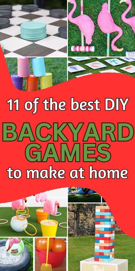 I've rounded up easy to make, most fun to play DIY backyard games for having fun this summer. These games are as much fun to create as a DIY backyard activity as they are for being endlessly entertaining for family BBQs, 4th of July celebrations, outdoor birthday parties on a budget, having family fun outdoors. cheap outdoor games, giant backyard games, best ideas for DIY backyard games, entertainment, gaming, hours of fun, classic favorites, best games to enjoy in your outdoor space, hosting Backyard Party Games For Adults, Outdoor Party Activities For Adults, Backyard Bash Party Ideas, Backyard Birthday Party Setup Ideas, Putdoor Games, Jumbo Outdoor Games, 4th Of July Outdoor Activities For Kids, Bbq Games Outdoor, Outdoor Games For Kids Birthday Party