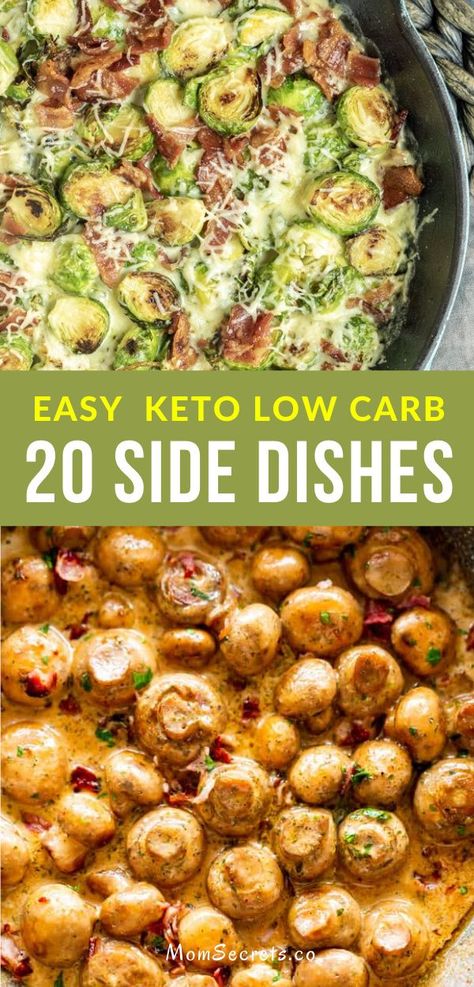 I’ve selected 20 keto side dishes that are full of good nutrients. You’ll see cauliflower, zucchini, broccoli, asparagus, and spaghetti squash on here. #ketorecipes #lowcarb #ketosidedishes #sidedishes Essen, Carb Side Dishes, Cauliflower Zucchini, Zucchini Broccoli, Low Carb Side, Keto Side, Vegetable Side Dishes Recipes, Side Dishes Recipes, Low Carb Sides