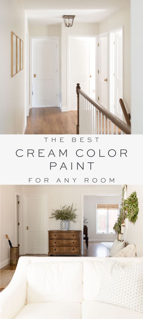 Cream color paint is a warm neutral wall color that fits just about every home and every room. The best cream paint colors for walls – these warm white paint colors are all around easy to use. Soft Interior Paint Colors, Warm Marshmallow Paint Behr, Cream And White Walls, Farmhouse Cream Paint Colors, Cream Colored Living Room Walls, Soft White Wall Paint, White Trim Cream Walls, White Trim With Cream Walls, Creamy White Walls With White Trim