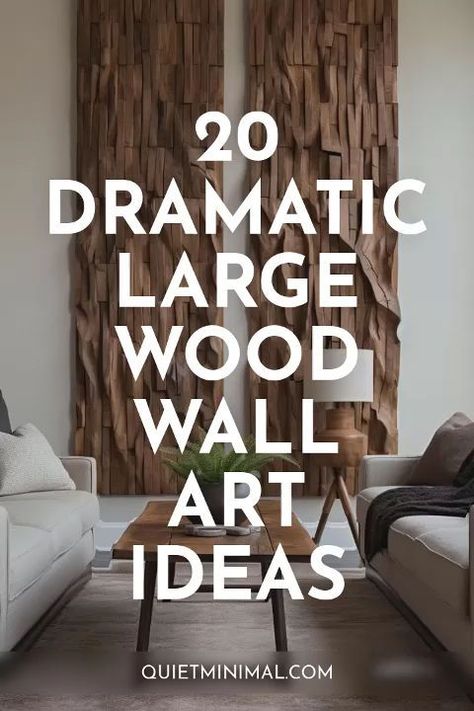 Large Wall Wood Design, Wooden Focal Wall, Wall Art Tall Ceilings, Very Large Wall Art Living Rooms, Tall Wall Art Living Room, Wood Art Large, Large Wall Art Ideas Diy, Over Sized Wall Art, Bathroom Large Wall Decor